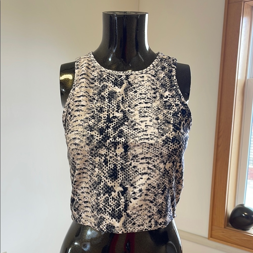 Balance Collection Black and White Sleeveless Crop Tank Top